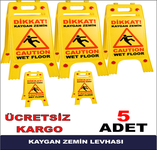 5 Adet Kaygan Zemin Uyarı Levhası Katlanır Islak Zemin İkaz Tabelası